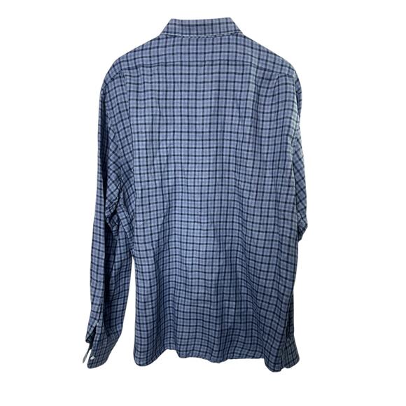 Ralph Lauren Purple Label Easy Care Blue Check Linen Button-Up Shirt Men's XXL - Picture 6 of 6